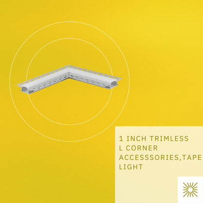 P-5302 1 inch Trimless L Corner Channel, Tape Light Size 20mm, Aluminum Channel, IC Rated, Air Tight, Wet Location