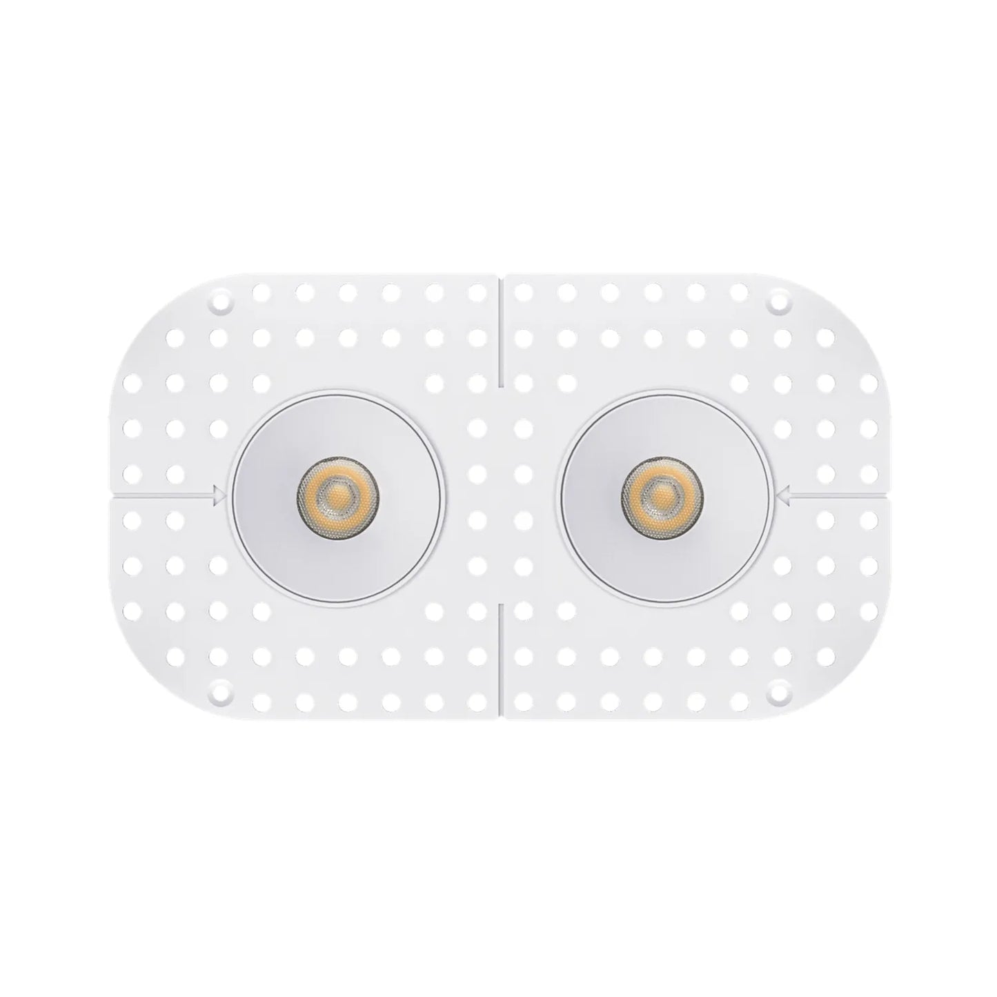 P-7377 1.5 Inch Trimless 2 Head Round White HO, 30W, 2200 Lumens, 5CCT Recessed Light