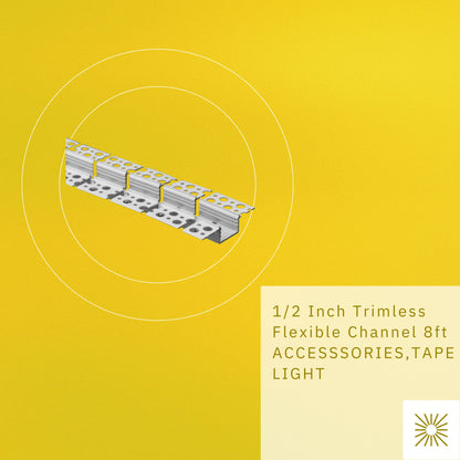 P-5308 1/2 inch Trimless Channel 8FT, Tape Light Size 12mm, Aluminum Channel, IC Rated, Air Tight
