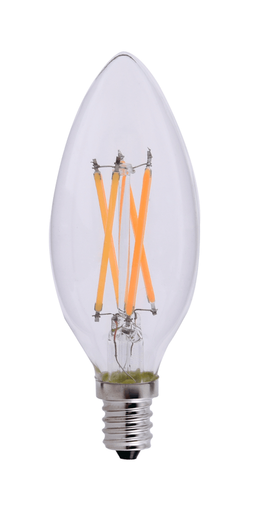 Perlglow 5 Watts B11 Shape E12 Base Type 600 Lumens Clear Candelabra Torpedo LED Light Bulb 3000K Warm White