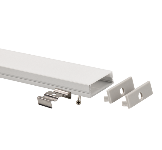 Perlglow P-96426 Silver Finsih Pc opal Cover Material Frosted 1" aluminum surface mount channel