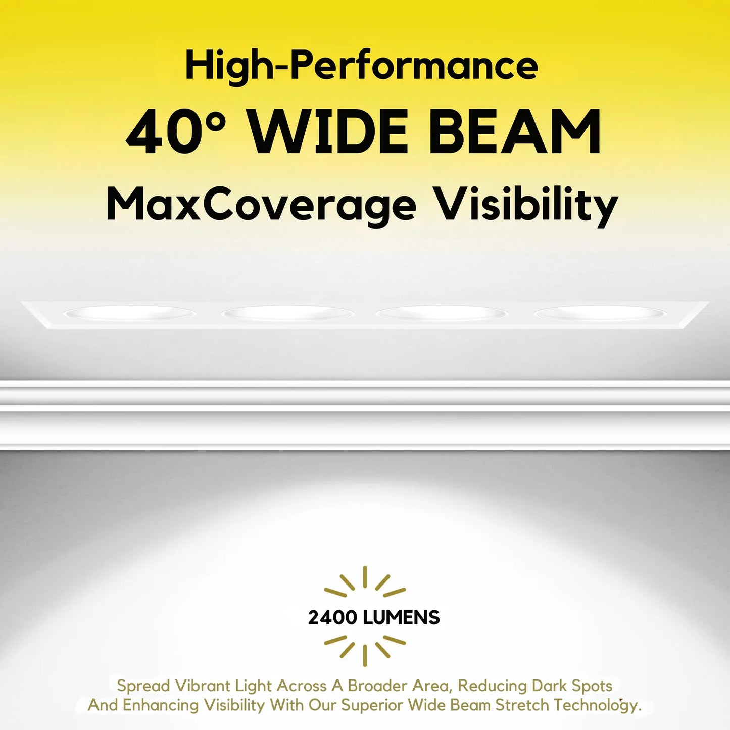 P-7375 1.5 Inch Trimless 4 Head Square White 28W, 2400 Lumens, 5CCT Recessed Light