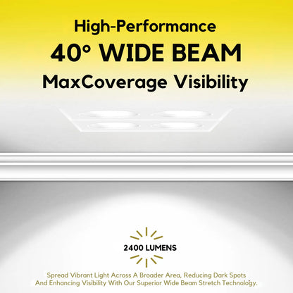 P-7376 1.5 Inch Trimless Quadruple Head Square White 28W, 2400 Lumens, 5CCT Recessed Light