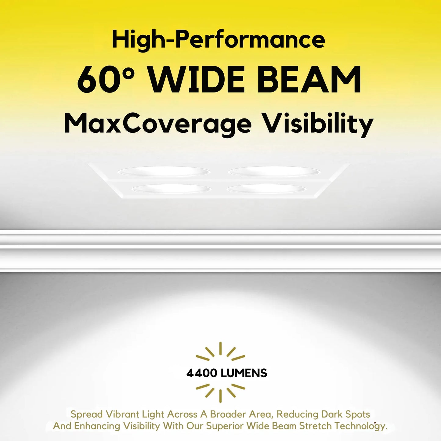 P-7380 1.5 Inch Trimless Quadruple Head Round White HO, 60W, 4400 Lumens, 5CCT Recessed Light
