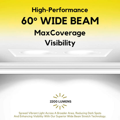 P-7382 1.5 Inch Trimless 2 Head Square White HO, 30W, 2200 Lumens, 5CCT Recessed Light
