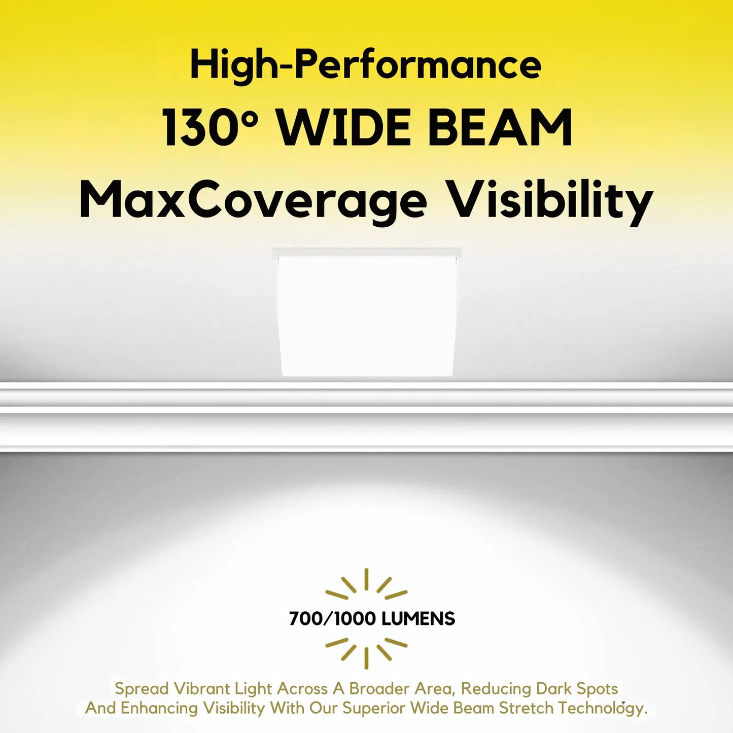 P-7366 3 Inch Trimless Square White Drop Lens, 10/15W, 700/1000 Lumens, 5CCT Recessed Light
