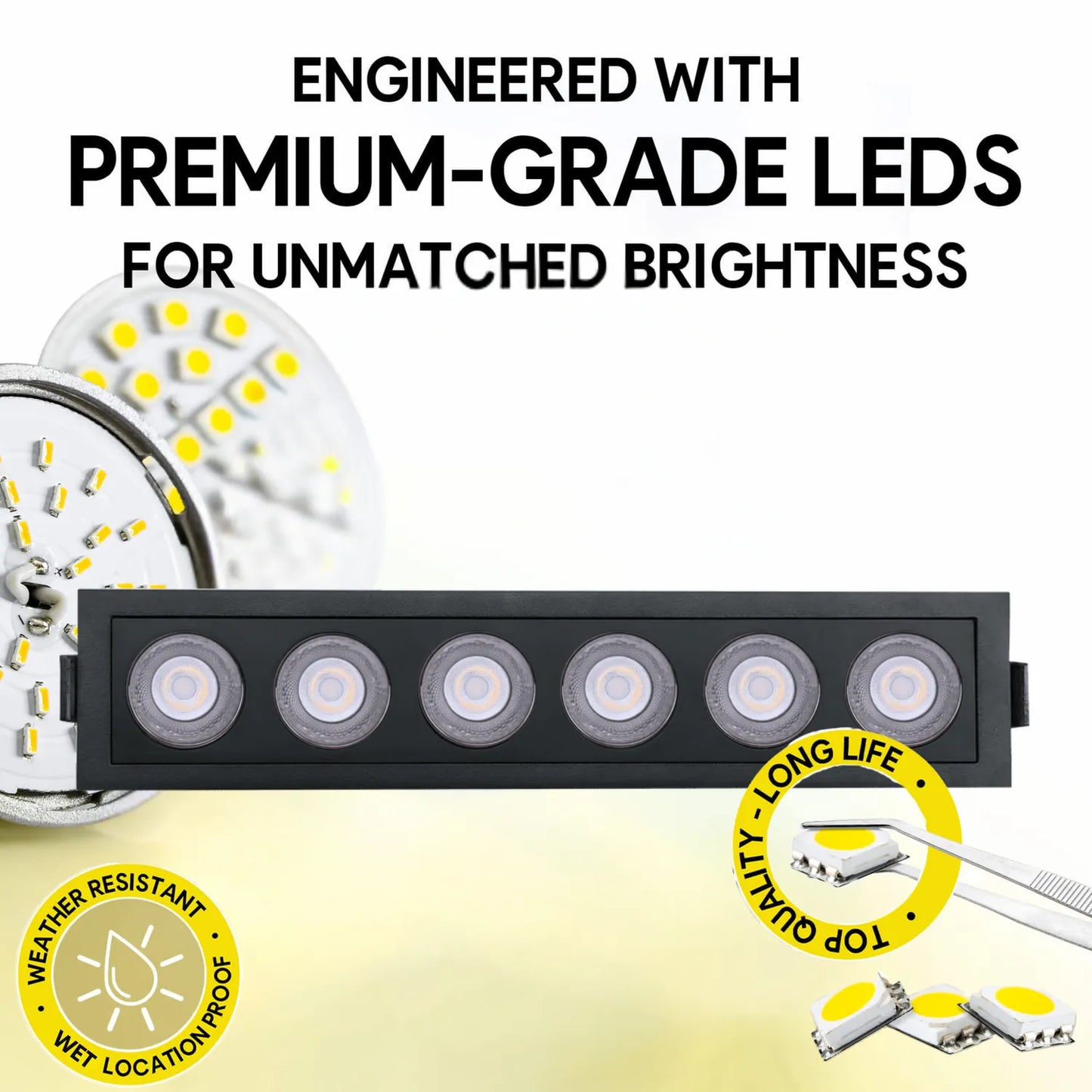 P-7263 2 Inch 6 Head Black Finish, 18W, 1200 Lumens, 5CCT Recessed Light
