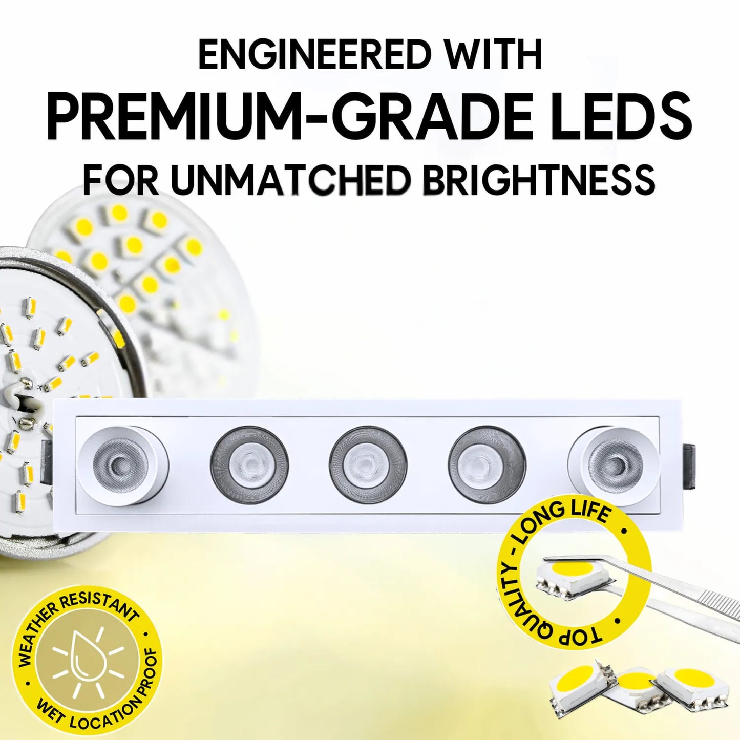 P-7265 2 Inch 5 Head Retractable White Finish, 15W, 1000 Lumens, 5CCT Recessed Light