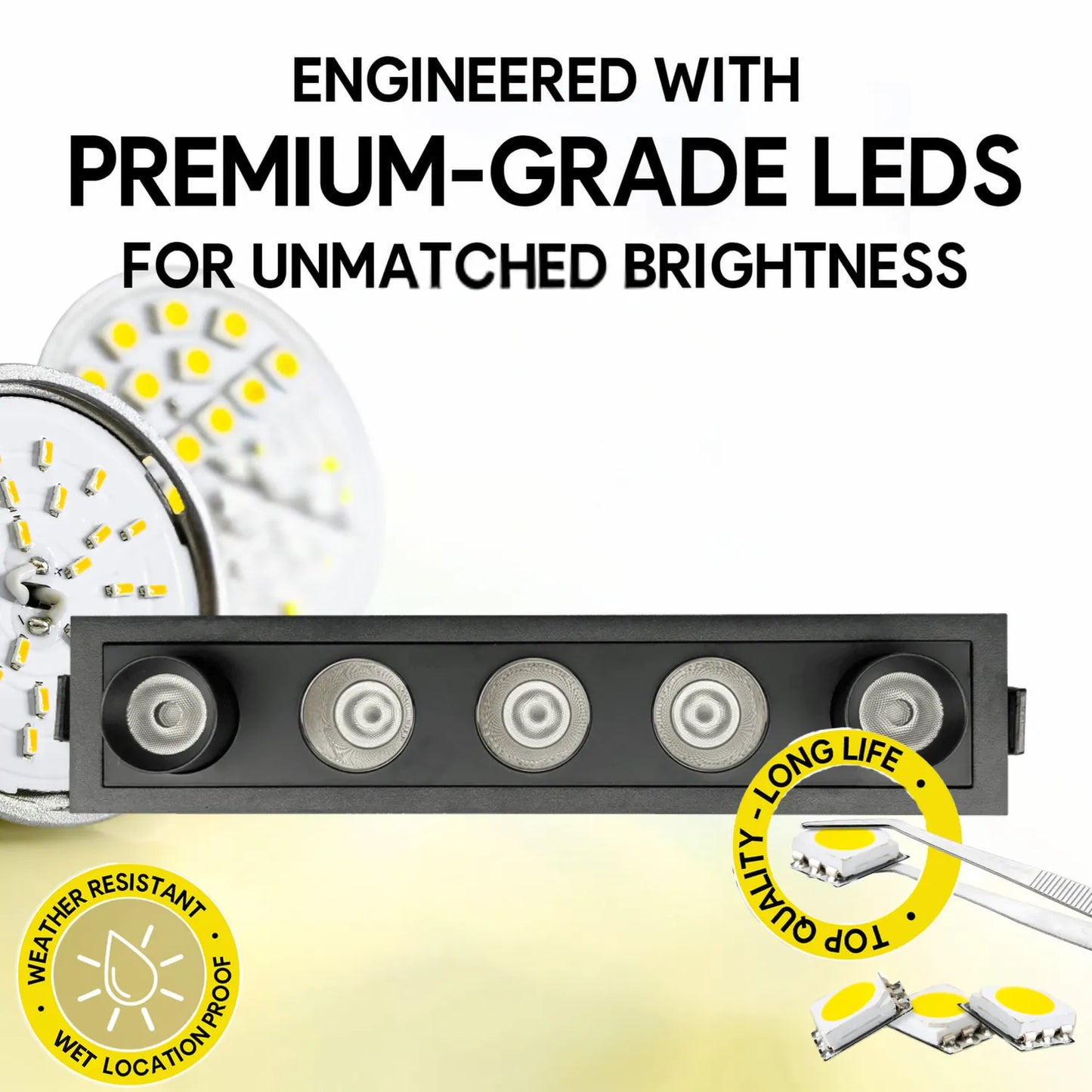 P-7267 2 Inch 5 Head Retractable Black Finish 15W, 1000 Lumens, 5CCT Recessed Light