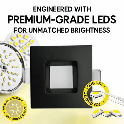 P-7268 2 Inch Square Black Finish 8W, 500 Lumens, 5CCT Slim Light