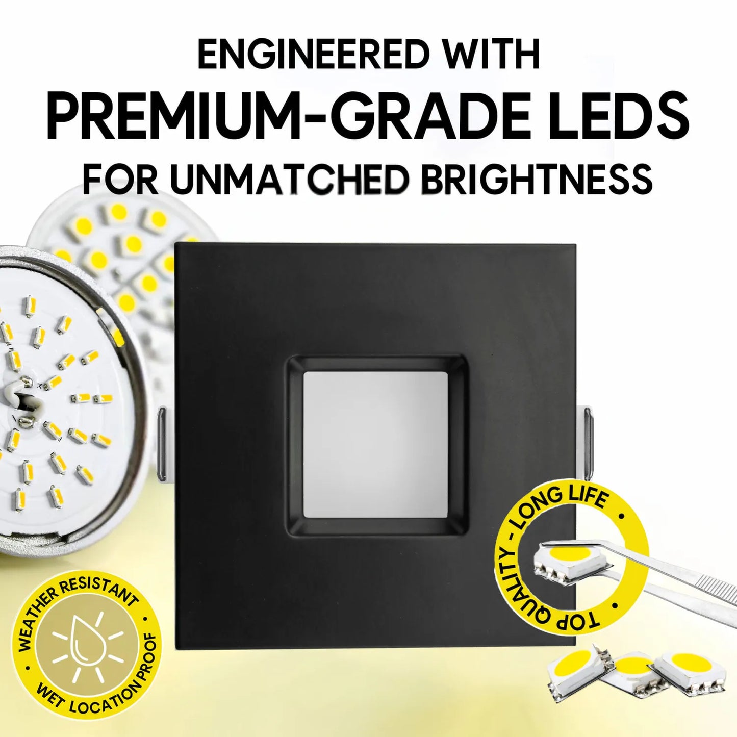 P-7269 3 Inch Square Black Finish 10W, 750 Lumens, 5CCT Slim Light