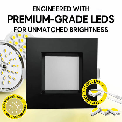 P-7270 5 Inch Square Black Finish 23W, 1800 Lumens, 5CCT Slim Light