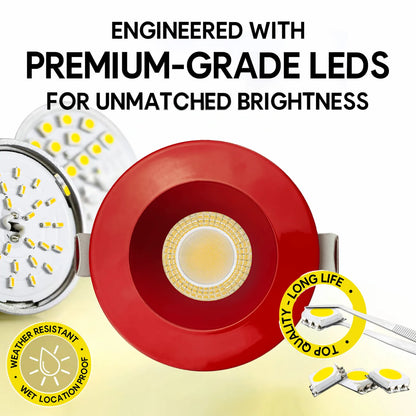 P-7272 3 Inch Round Red Finish, 9W, 850 Lumens, 5CCT Recessed Light