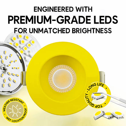 P-7274 3 Inch Round Yellow Finish, 9W, 850 Lumens, 5CCT Recessed Light