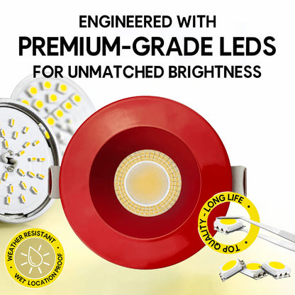 P-7278 3 Inch Round Red Finish HO, 15W, 1400 Lumens, 5CCT Recessed Light