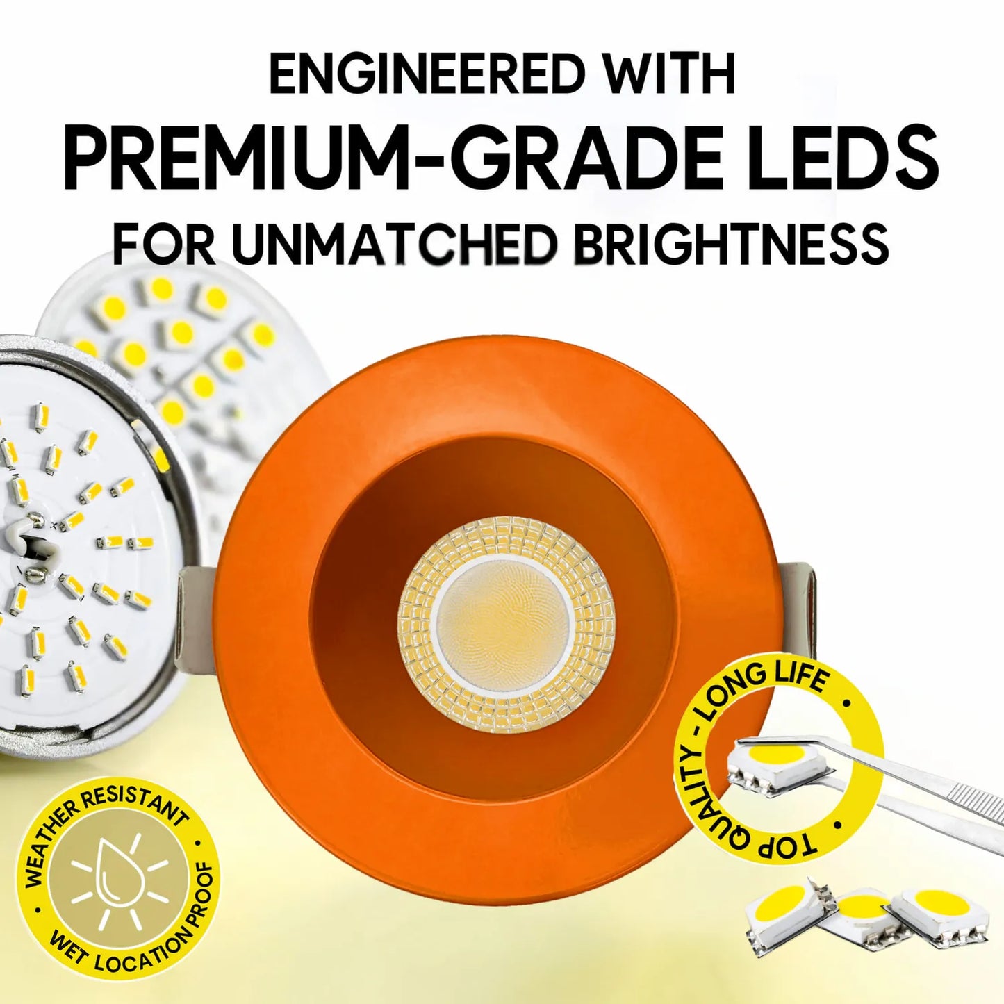 P-7279 3 Inch Round Orange Finish HO, 15W, 1400 Lumens, 5CCT Recessed Light