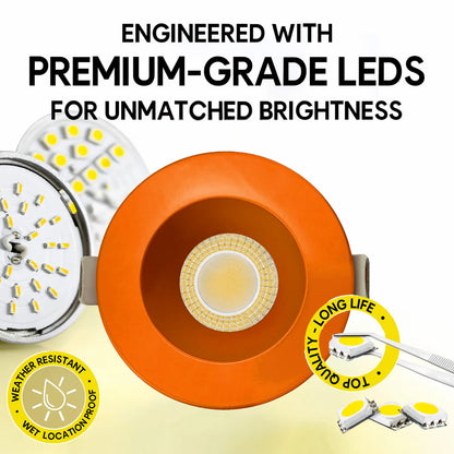 P-7279 3 Inch Round Orange Finish HO, 15W, 1400 Lumens, 5CCT Recessed Light
