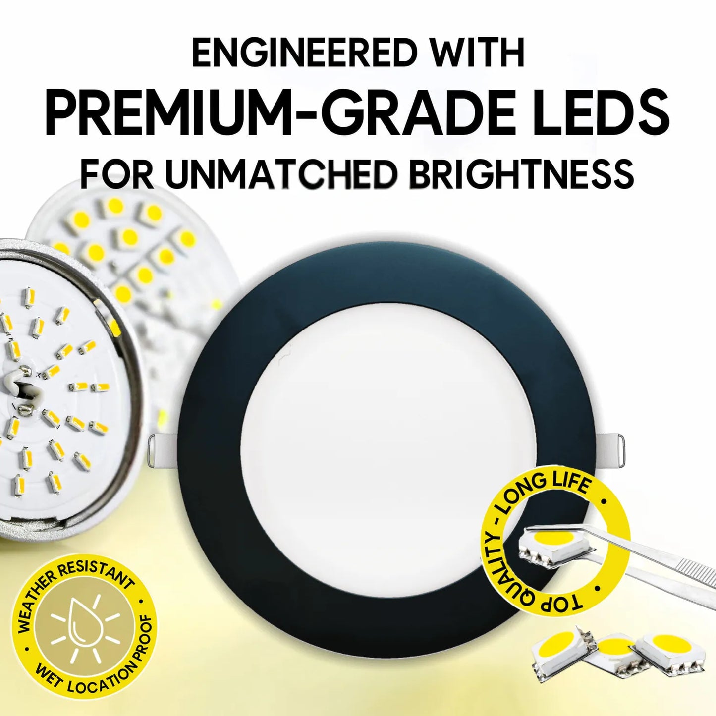 P-5152 6 Inch Round Black 18W 1700 Lumens 5CCT Slim Ultra-Thin light
