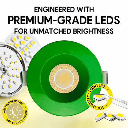 P-7281 3 Inch Round Green Finish HO, 15W, 1400 Lumens, 5CCT Recessed Light