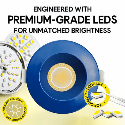 P-7282 3 Inch Round Blue Finish HO, 15W, 1400 Lumens, 5CCT Recessed Light
