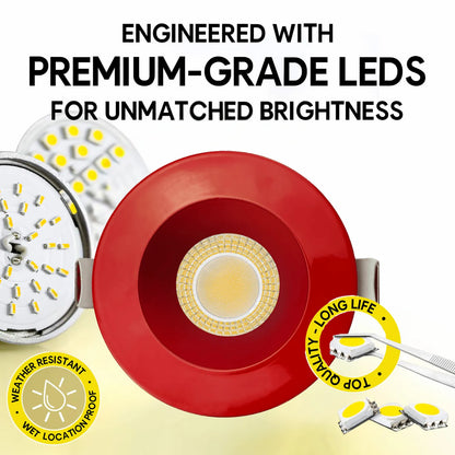 P-7284 3 Inch Round Red Finish HO, 24W, 2100 Lumens, Non-IC, 5CCT Recessed Light