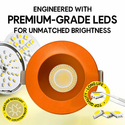 P-7285 3 Inch Round Orange Finish HO, 24W, 2100 Lumens, Non-IC, 5CCT Recessed Light