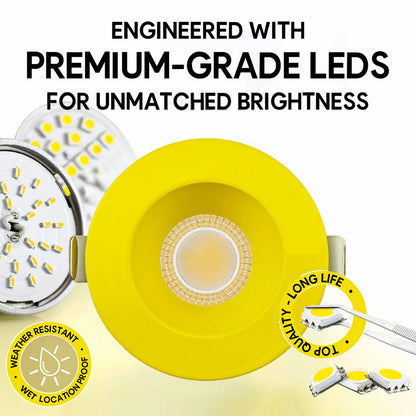 P-7286 3 Inch Round Yellow Finish HO, 24W, 2100 Lumens, Non-IC, 5CCT Recessed Light