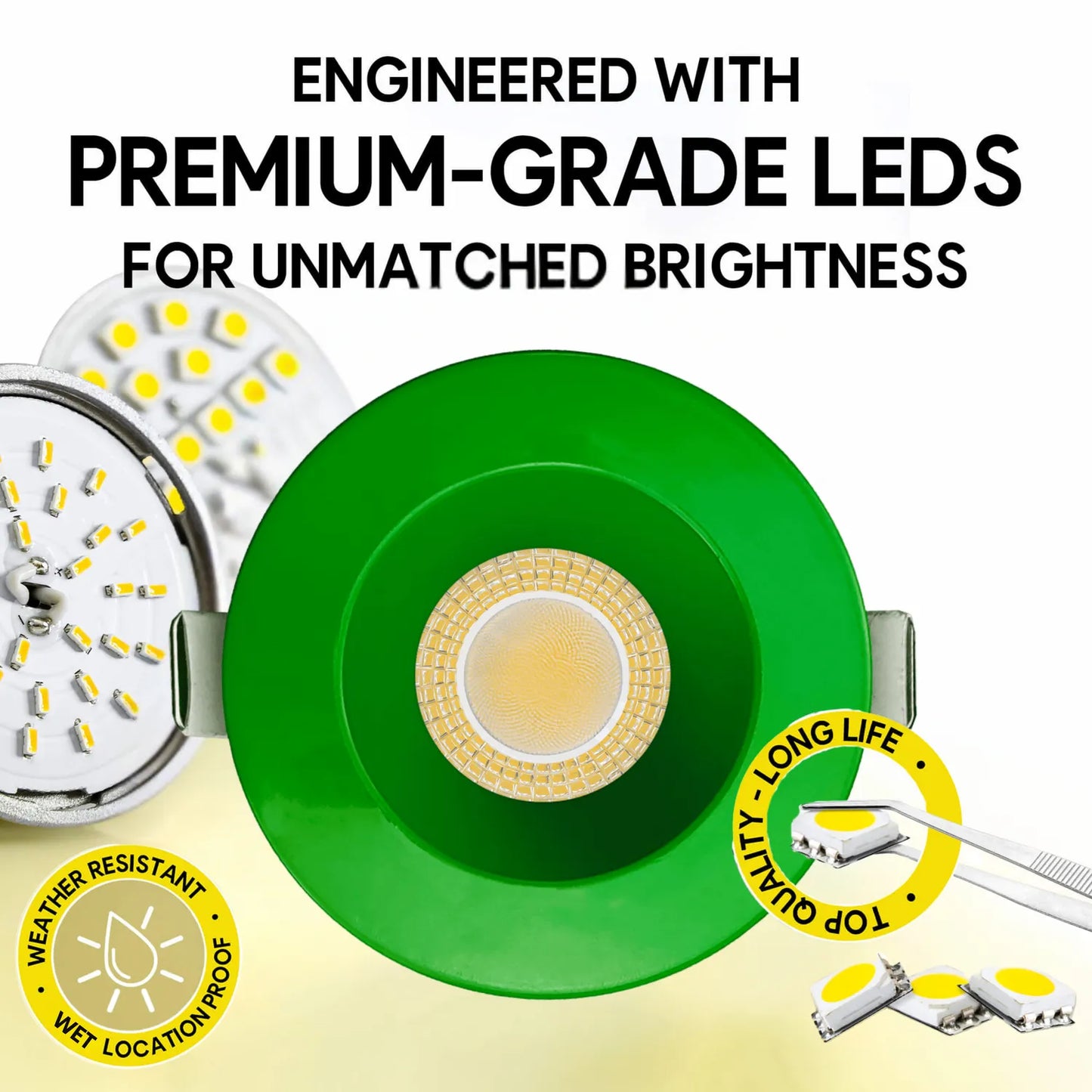 P-7287 3 Inch Round Green Finish HO, 24W, 2100 Lumens, Non-IC, 5CCT Recessed Light