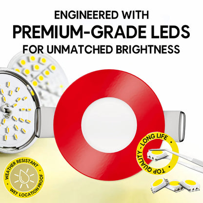 P-7290 2 Inch Round Red Finish, 5W, 300 Lumens, 5CCT Slim Light