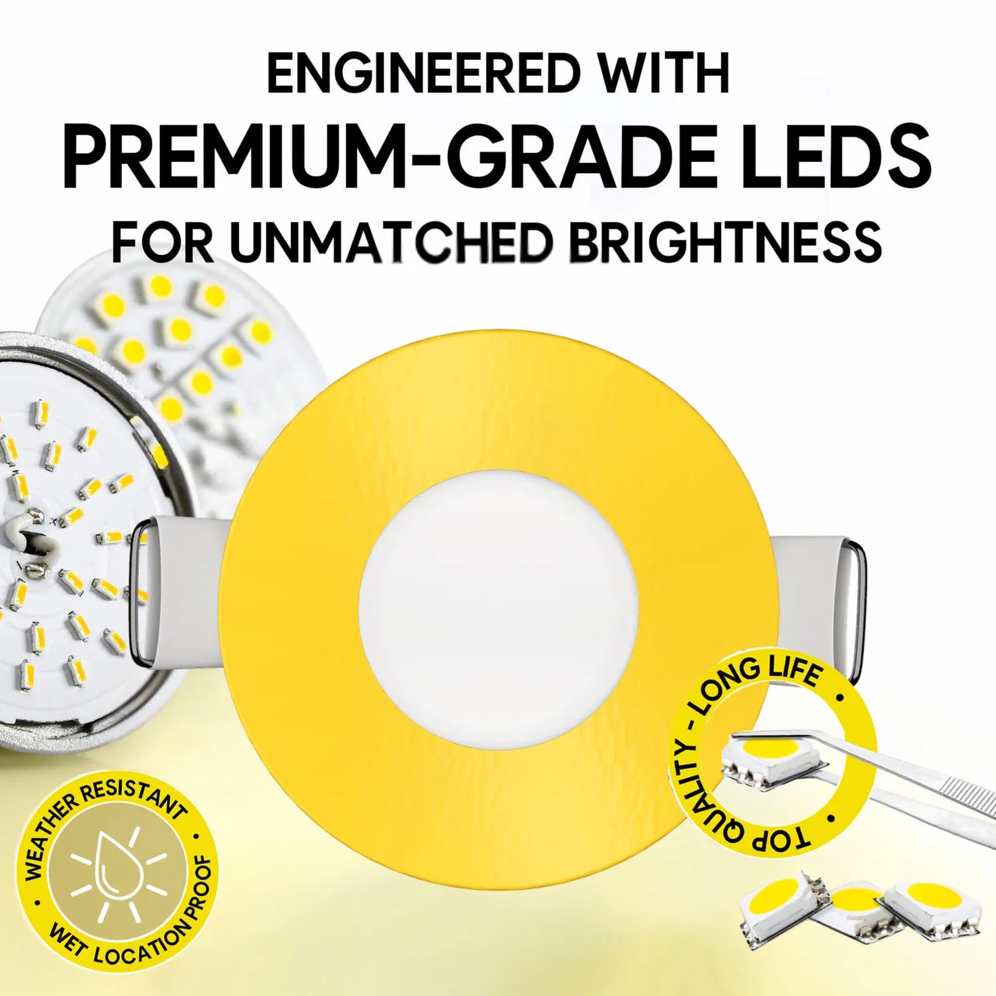 P-7292 2 Inch Round Yellow Finish, 5W, 300 Lumens, 5CCT Slim Light