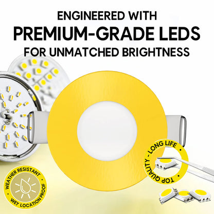 P-7292 2 Inch Round Yellow Finish, 5W, 300 Lumens, 5CCT Slim Light