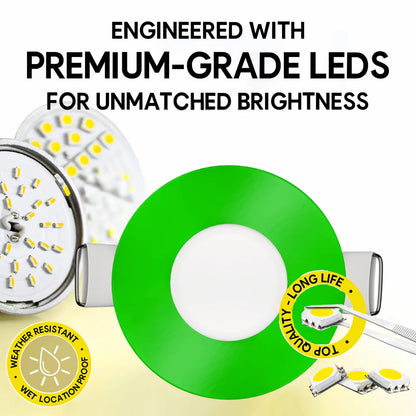 P-7293 2 Inch Round Green Finish, 5W, 300 Lumens, 5CCT Slim Light