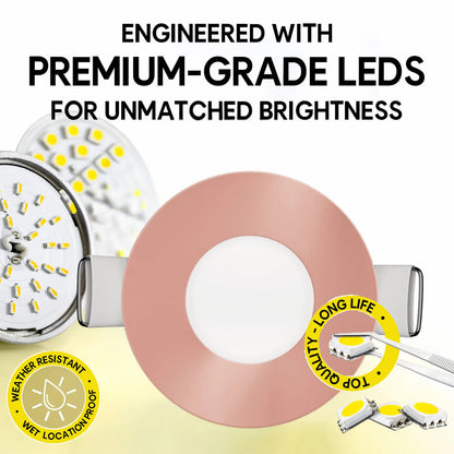 P-7295 2 Inch Round Rose Blush Finish, 5W, 300 Lumens, 5CCT Slim Light