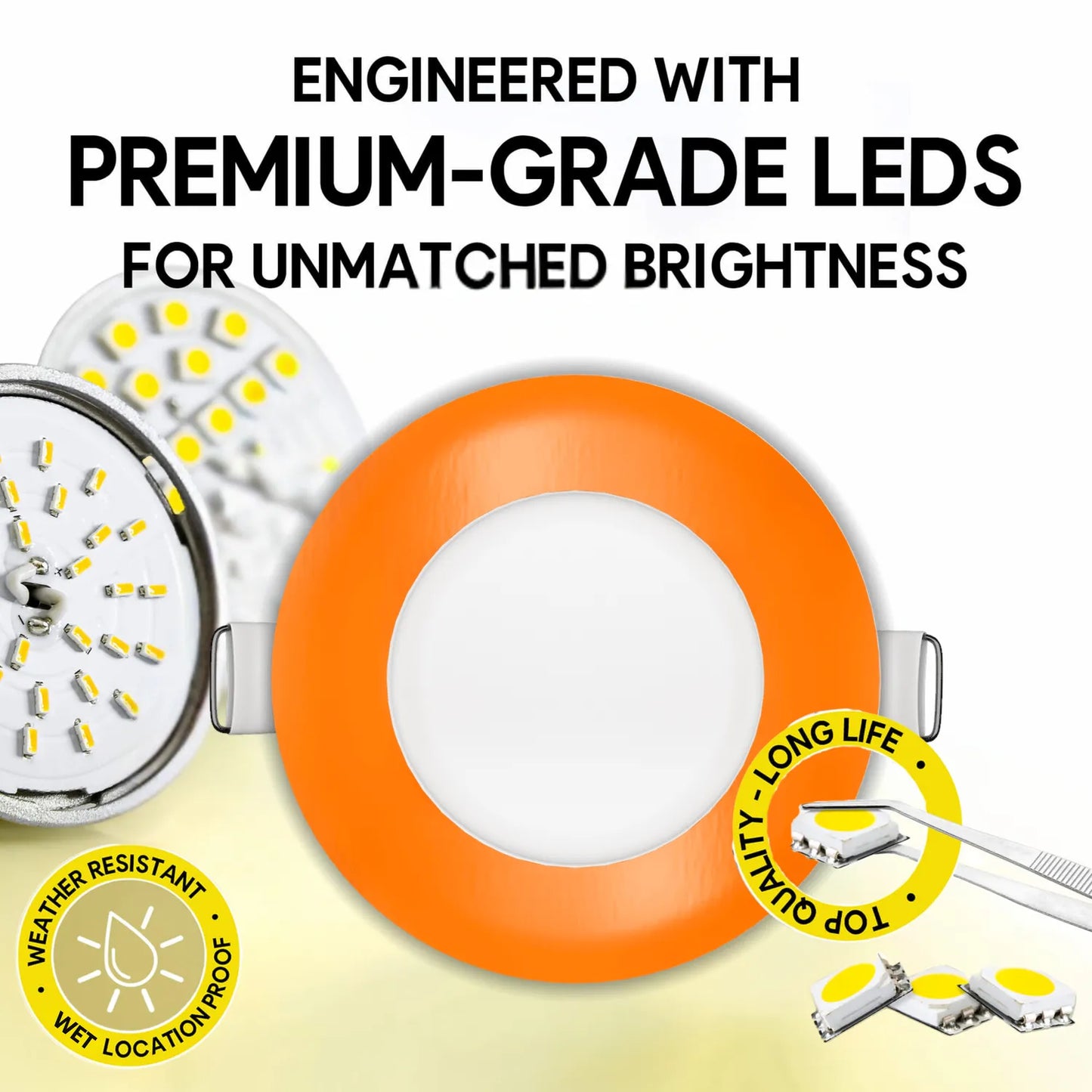 P-7297 3 Inch Round Orange Finish, 8W, 600 Lumens, 5CCT Slim Light
