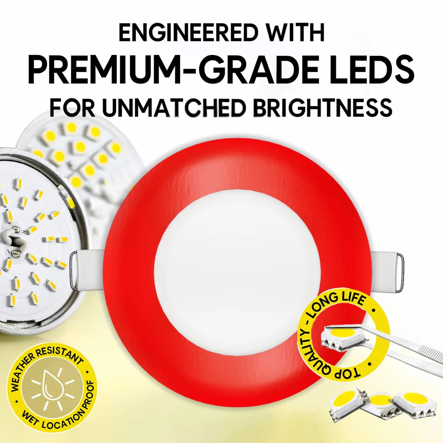 P-7302 4 Inch Round Red Finish, 12W, 1000 Lumens, 5CCT Slim Light