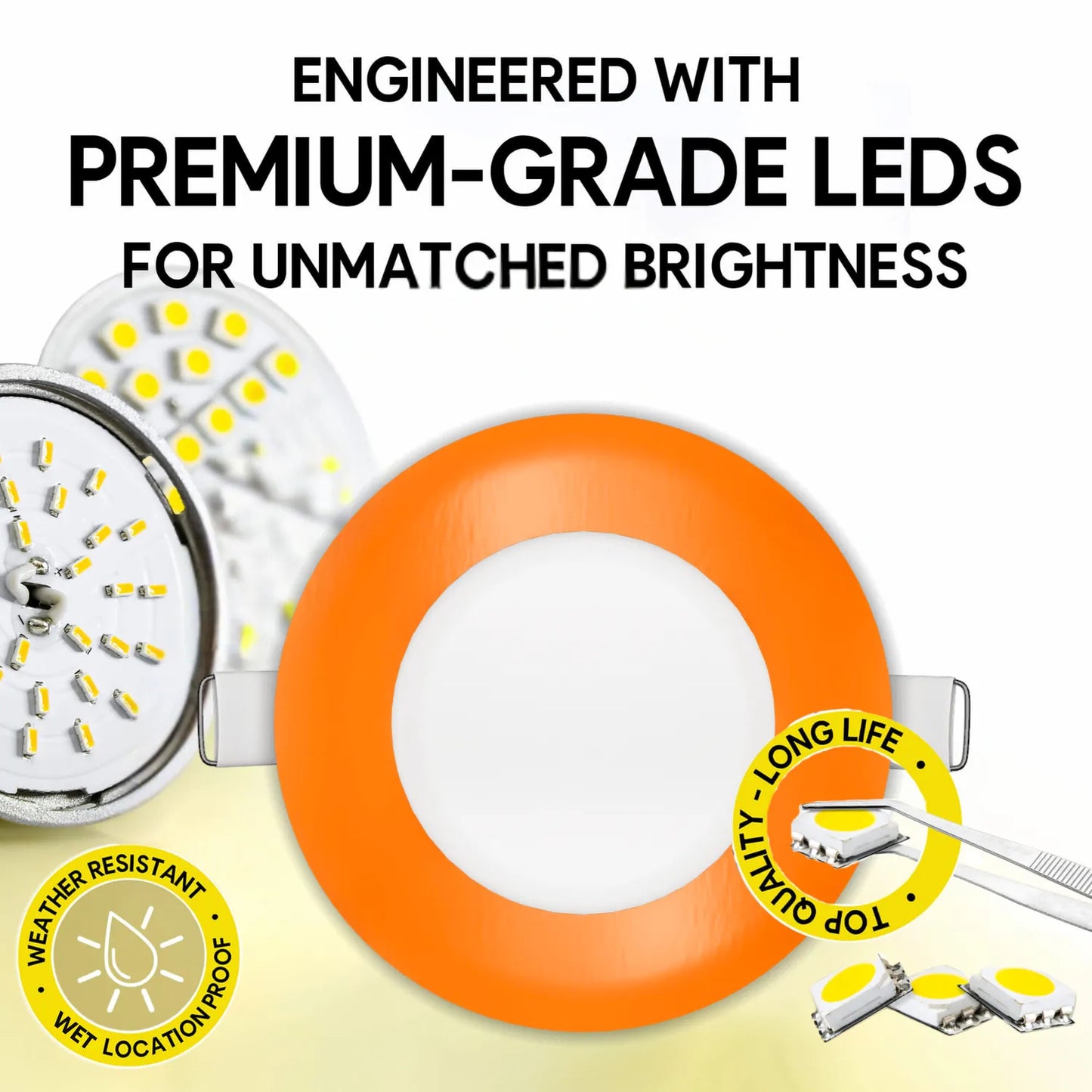 P-7303 4 Inch Round Orange Finish, 12W, 1000 Lumens, 5CCT Slim Light