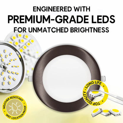 P-5154 6 Inch Round Bronze 18W 1700 Lumens 5CCT Slim Ultra-Thin light