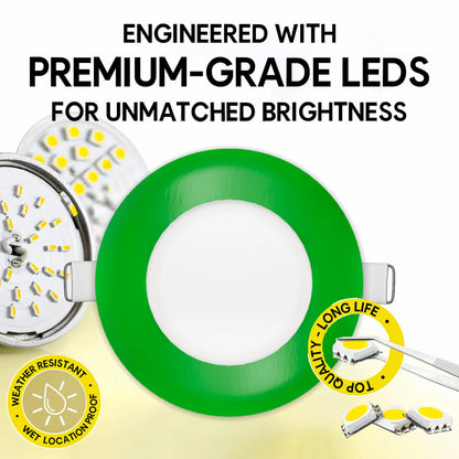 P-7305 4 Inch Round Green Finish, 12W, 1000 Lumens, 5CCT Slim Light