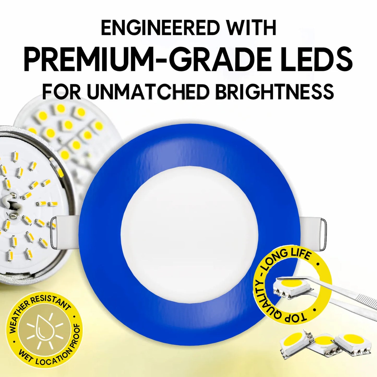 P-7306 4 Inch Round Blue Finish, 12W, 1000 Lumens, 5CCT Slim Light