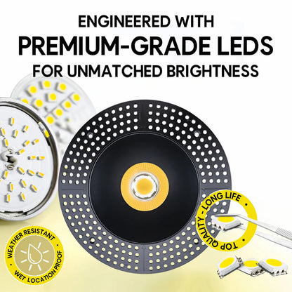 P-7322 6 Inch Trimless Round Black, 40-82W, 3800-7200 Lumens, 5CCT Recessed Light