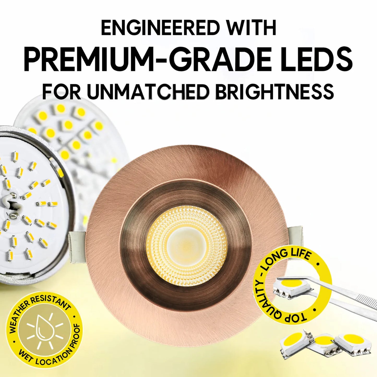 P-7169 3.5 Inch Round Brushed Copper HO 18-30W, 1700-2700 Lumens 5CCT Recessed Light
