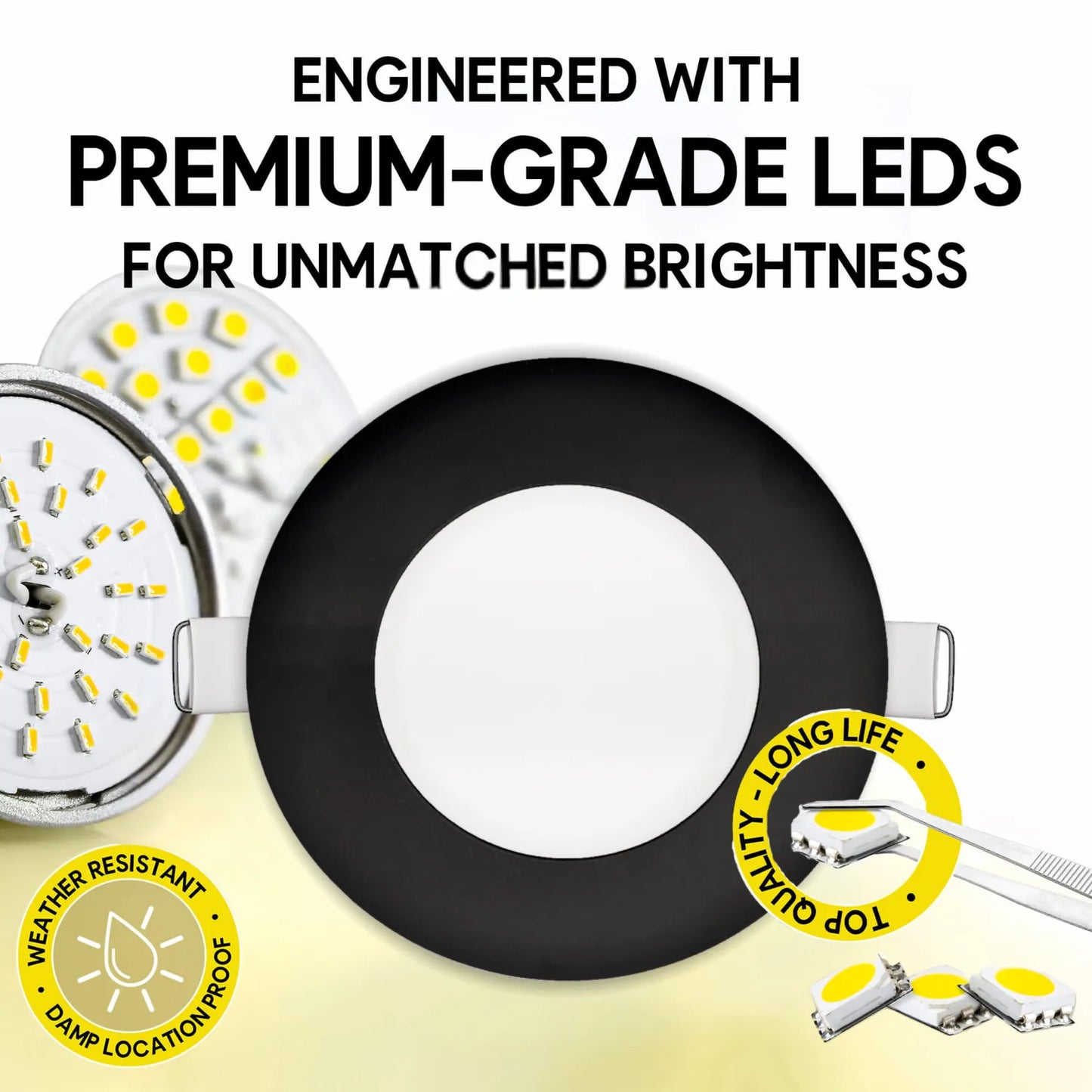 P-5149 4 Inch Round Black 12W 1000 Lumens 5CCT Slim Ultra-Thin light