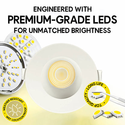 P-7171 3.5 Inch Round Wall-Wash White HO 18-30W, 1700-2700 Lumens 5CCT Recessed Light