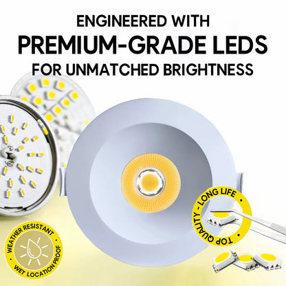 P-7325 6 Inch Round White 40-82W, 3800-7200 Lumens, 5CCT Recessed Light