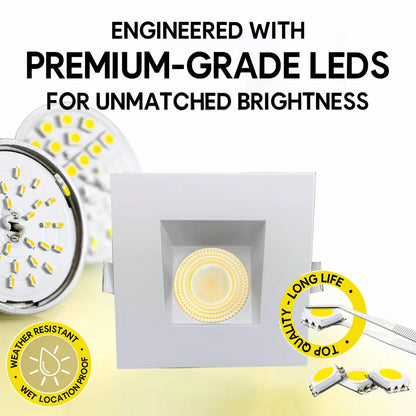 P-7173 3.5 Inch Square Wall-Wash White HO 18-30W, 1700-2700 Lumens 5CCT Recessed Light