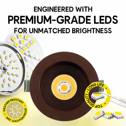 P-7327 6 Inch Round Bronze 40-82W, 3800-7200 Lumens, 5CCT Recessed Light