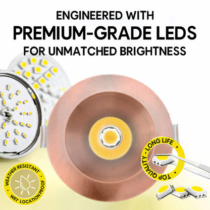 P-7330 6 Inch Round Brushed Copper 40-82W, 3800-7200 Lumens, 5CCT Recessed Light