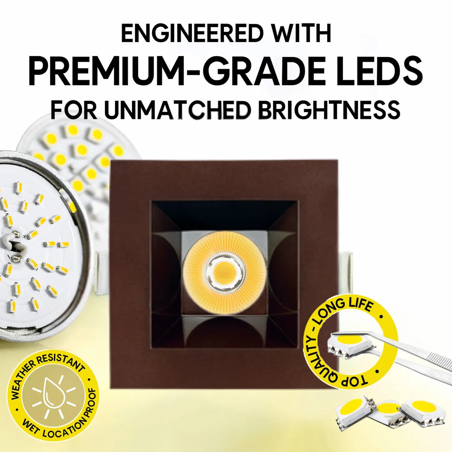 P-7335 6 Inch Square Bronze 40-82W, 3800-7200 Lumens, 5CCT Recessed Light
