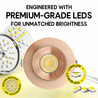 P-7182 3 Inch Round Brushed Copper 9W, 850 Lumens 5CCT Gimbal Light