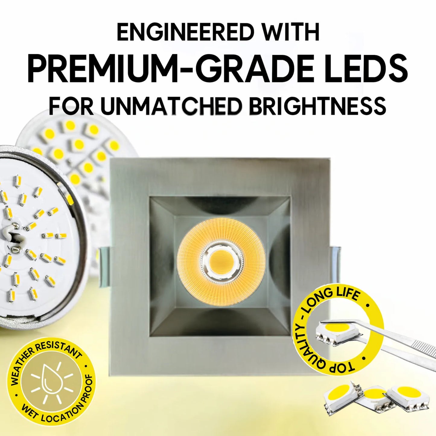 P-7336 6 Inch Square Brushed Nickel 40-82W, 3800-7200 Lumens, 5CCT Recessed Light